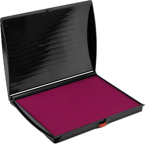 Large Premium Magenta Purple Ink Stamp Pad - 5" by 7" - Quality Felt Pad - Case with Closing snap - color: Magenta Purple, size: 5" x 7"