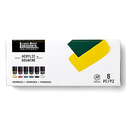 Liquitex Professional Acrylic Gouache Paint, 6 x 22ml (0.74-oz), Primaries Set - style: Primaries Set 12 x 22ml (0.74-oz)