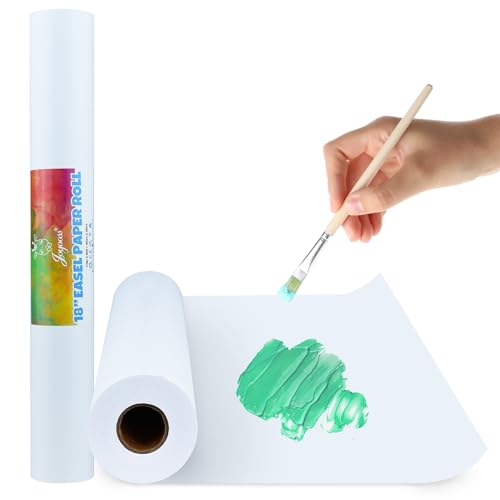 Joyooss Easel Paper Roll, Drawing Art Paper Roll Wide 18" x 984" Long (82 Feet) Painting Roll of Paper Kid Art and Craft Coloring White Paper for Kids Wrapping Doodle Gift 2 Packs - size: 18 Inch 2 Rolls