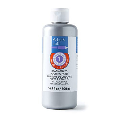 Artist's Loft Acrylic Ready-Mixed Pouring Paint, 12 Pack - color: Metallic Silver