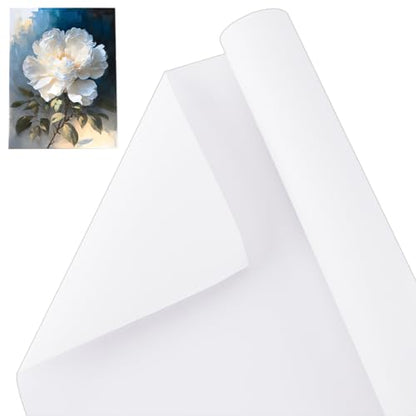 OLYCRAFT 14.7 Inch x 5.5 Yards Double Primed Cotton Canvas White Canvas Roll 0.3mm Thick Cotton Canvas Roll for Painting Double Primed Gesso Canvas Paper for Oil and Acrylic Paint Art Projects