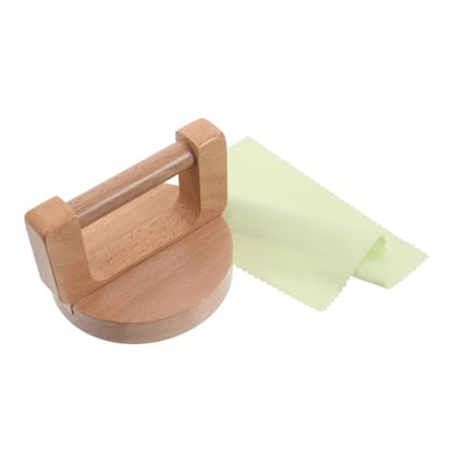 FELTECHELECTR Wood Baren Round Handle and Cleaning Cloth for Printmaking – Linoleum Block Printing Press Tool, Ergonomic Burnisher for Craft Paper and Woodblock Printing Supplies