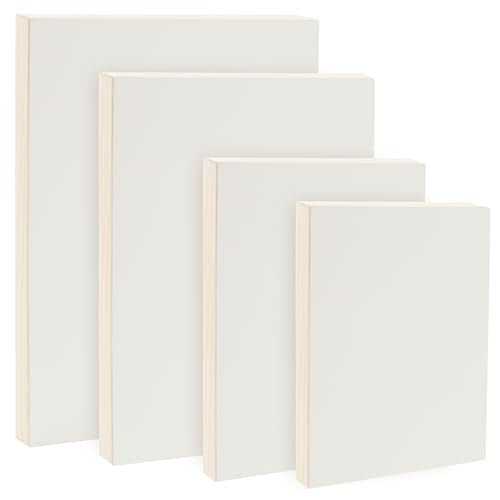 Da Vinci Pro Resist-Grip Coarse Textured Gesso Board, 4 Medium Variety Rectangles, 2" Depth Art Boards for Painting, White Acrylic Polymer w/Quartz Sand, Warp-Resistant Cradled & Sealed MDF Panel