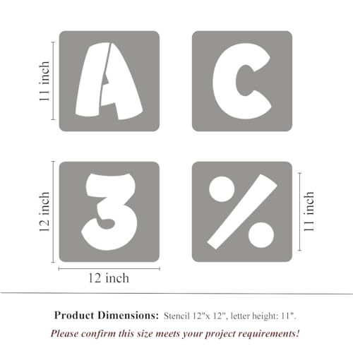 11 Inch Letter Stencils for Painting - 42 Pack Alphabet Letter and Number Stencil Templates with Signs for Painting, Reusable Letters and Numbers Stencils for Chalkboard Wood Signs & Wall Art - size: 11 Inch