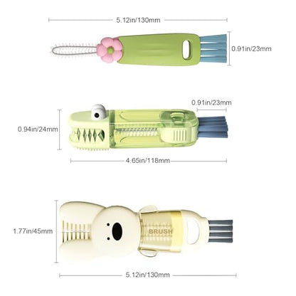 4 in 1 Cup Lid Cleaning Brush, 3 in 1 Bottle Brush, Cup Crevice Cleaning Tools, Easy to Clean and Storage, ABS+Silicone Cup Lid Gap Cleaner, Portable Multifunctional Bottle Cleaning Brush (3Pcs) - color: Green