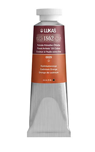 Lukas 1862 Professional German Oil Paint, Cadmium Orange 37 mL - w/Beeswax & Non-Yellowing Sunflower Oil, Short Drying Time, Smooth, Outstanding Lightfastness - color: Cadmium Orange, size: 1.25 Fl Oz (Pack of 1)
