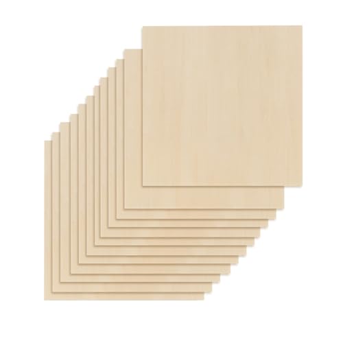 OMTech 12 Pack Basswood Sheets, 12"x12"x1/16 Plywood Sheets for Laser Cutting and Engraving, 1.5mm Plywood Laser Cutter Wood Blanks Consumables for Home Workshop DIY Craft Project - color: 12 Pcs, size: 1/16''x12''x12''