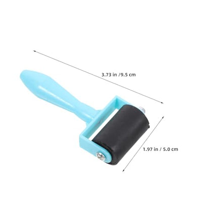 Veemoon 7pcs Soft Rubber Roller Set for Printmaking, Blue Handle Ink Applicator Tools for Art Painting and Block Printing Craft Projects