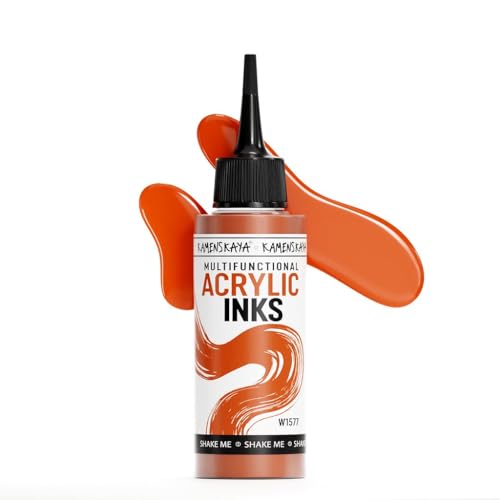 KAMENSKAYA Acrylic Inks for Artists - Bright Orange Acrylic Ink, 3.38 Fl Oz (100 ml) - color: Bright Orange