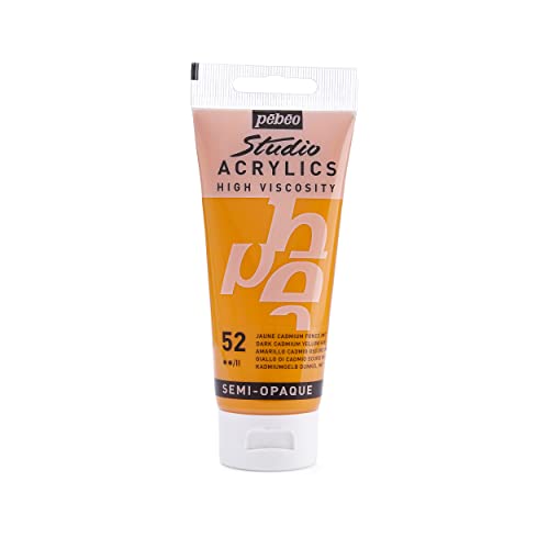 Pebeo - Acrylic Fine Studio Acrylics - Dark Cadmium Yellow Hue - Dark Cadmium Yellow Hue 100ml/3.38oz - color: Dark Cadmium Yellow Hue