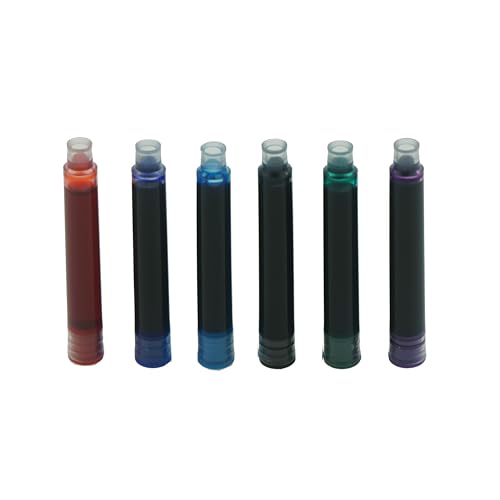 Asvine 30 PCS Hongdian Fountain Pen Ink Cartridges 6 Colors Set (Black, Blue, Green, Red, Purple, Light Blue), 3.4mm Bore Diameter - color: Mixed Color