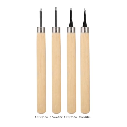 Wood Carving Tool 4 Pc Set,Small Wood Paddle, Sharpener Rubber Stamp Knives Micro Carving Tool Carving Tools Set (#1) 4pcs Wood Knife Manual (Number one)