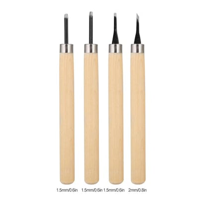 Wood Carving Tool 4 Pc Set,Small Wood Paddle, Sharpener Rubber Stamp Knives Micro Carving Tool Carving Tools Set (#1) 4pcs Wood Knife Manual (Number one)