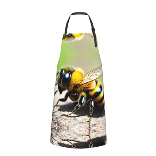 Cartoon heart sun Heavy Duty Waterproof Apron with Pockets for AdultsResistant Grilling, Gardening, Painting - color: Cute Little Bee