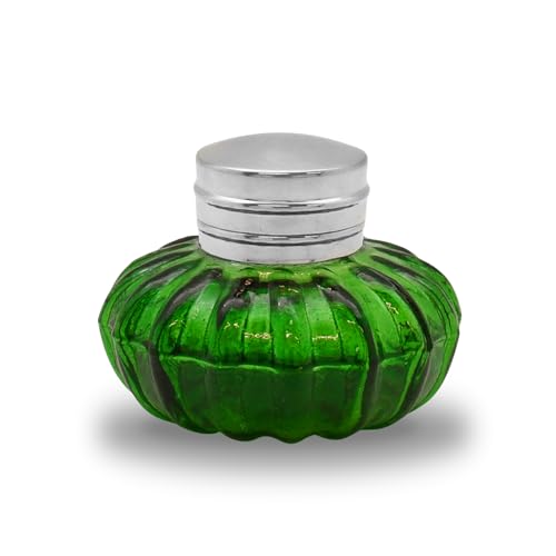 Vintage Fountain Pen Ink Bottle - Fancy Vintage Glass Bottle Inkwell, Office Supplies for Writers Desk - Ideal for Dip Pen Ink, Calligraphy, Dark Academia Writing Supplies - 3.5" Green Glass