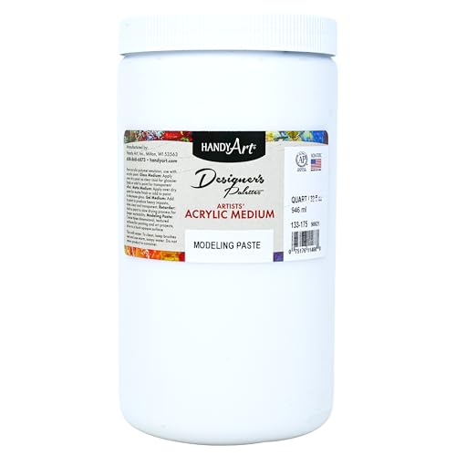 Handy Art Modeling Paste, 32 oz, Opaque White Finish, 3D Texture & Impasto | Creates Sculptural Texture & Impasto Effects, Artist Quality Medium Dries Hard, Sandable, Safe & AP Non-Toxic, Made in USA - color: Modeling Paste, size: 32 Fl Oz