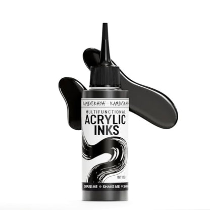 KAMENSKAYA Acrylic Inks for Artists - Black Acrylic Ink, 3.38 Fl Oz (100 ml) - color: Black