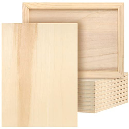 JOIKIT 10 Pack 9 x 12 Inch Wood Canvas Panels, Wooden Canvas Board Unfinished Wood Cradled Painting Panel Boards, Artist Wooden Canvases for Burning, Pouring, String Art, Crafts - size: 9 x 12 inch 10PCS
