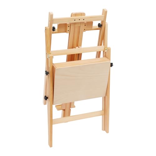 Wooden H-Frame Studio Easel with Storage Tray and Shelf, Adjustable Height and Angle, Sturdy Beechwood Canvas Holder Stand - Floor Wooden Easel Stand for Painting