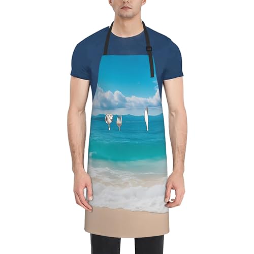 KKdskkds Tribal Boho Geometric Multi-Purpose Adjustable Waterproof Apron With Pocket For Men Women - color: Sunshine Ocean and Wave