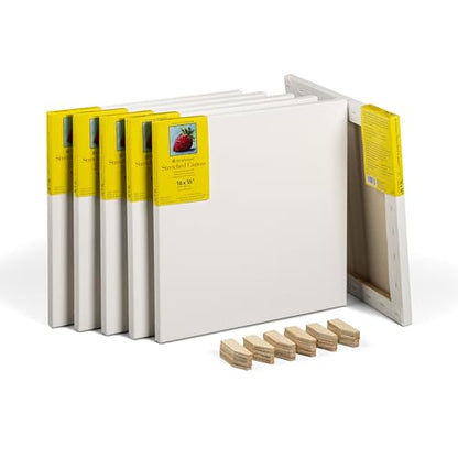Strathmore 300 Series Traditional Stretched Canvas Pack, 16x16 inch, 6 Pack, Art Canvas for Students Professionals - size: 16x16 inch, style: Traditional Profile
