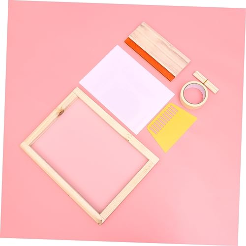 EXAOMBLE Family-Friendly Silk Screen Printing Kit Frame Squeegees Transparency Film Mask Tape