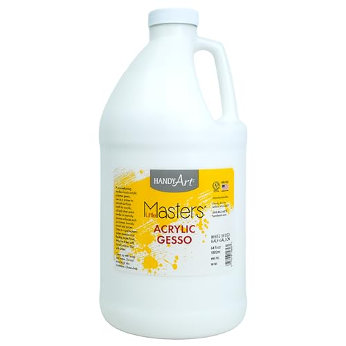 Handy Art Little Masters White Gesso, Half Gallon (64 oz) Bulk, Acrylic Primer for Canvas, Wood & More, Made in USA, AP Non-Toxic, Allergy Friendly, Prepares Surfaces for Painting - size: 64 Fl Oz (Pack of 1)