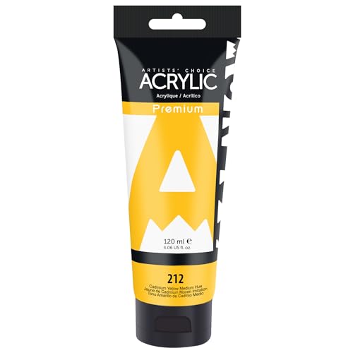 AUREUO Cadmium Yellow Medium Hue Acrylic Paint, 4 Fl Oz / 120ml Single Tube, Rich Pigment Art Craft Paints for Canvas, Rocks, Wood, Ceramic, Fabric - color: Cadmium Yellow Medium Hue, size: 4 Fl Oz (Pack of 1)