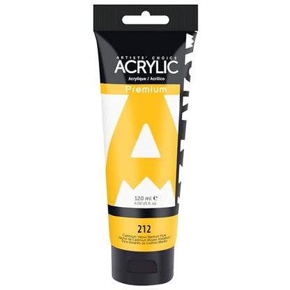 AUREUO Cadmium Yellow Medium Hue Acrylic Paint, 4 Fl Oz / 120ml Single Tube, Rich Pigment Art Craft Paints for Canvas, Rocks, Wood, Ceramic, Fabric - color: Cadmium Yellow Medium Hue, size: 4 Fl Oz (Pack of 1)