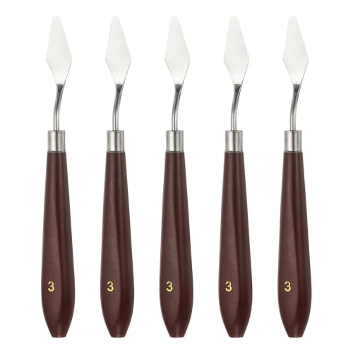 HARFINGTON 5pcs Palette Knife Painting Tool 1.46" x 0.63" Stainless Steel Art Spatula Pallet Knives Scrapers Tools with Plastic Handle for Acrylic Oil Canvas Mixing Spreading, Red/Silver - size: 1.46" x 0.63"