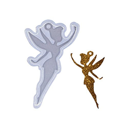 Angel Wings Shiny Fairy Shape Silicone Molds Beautiful Women Resin Mold for DIY Epoxy Resin UV Resin Casting Mold DIY Keychain Pendant Jewelry Making Necklace Clear - color: C