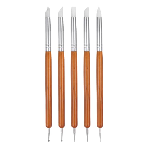 HARFINGTON 5 Pcs Silicone Clay Sculpting Tool Double-Ended Rubber Tip Metal Ball Silicon Shaper Pens Modeling Stylus Dotting Tool for DIY Handicraft Sculpture Pottery Painting, Red - color: Red