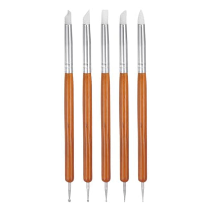 HARFINGTON 5 Pcs Silicone Clay Sculpting Tool Double-Ended Rubber Tip Metal Ball Silicon Shaper Pens Modeling Stylus Dotting Tool for DIY Handicraft Sculpture Pottery Painting, Red - color: Red