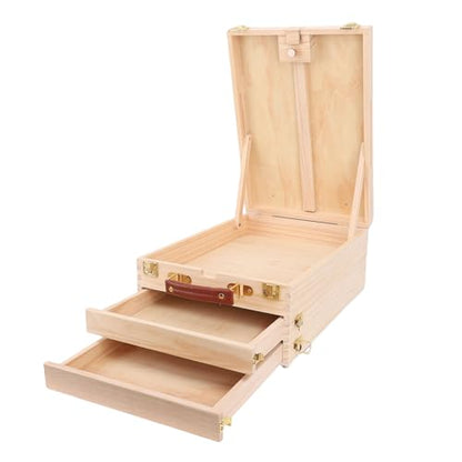 Pochade Box Wooden Easel Box Adjustable Tilt for 24 Inch Canvas Sketching Portable Tabletop Easel with Storage for Painting