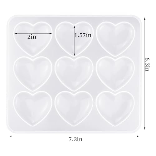 HOVEOX 2 Pieces Heart Shape Resin Molds Heart Shape Epoxy Molds Heart Silicone Molds for Resin Heart Resin Molds for Craft Making (2)