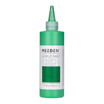 MEEDEN Green Light Acrylic Paint: Matte Finish 250ml/8.45oz Soft Body Bulk Acrylic Colors in Ergonomic Bottle - Fluid Flow Art Paints for Artists Canvas Painting - color: Green Light