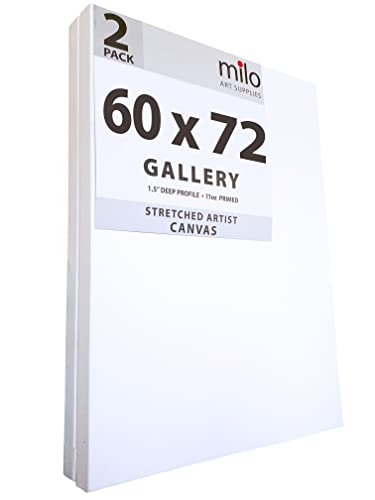 milo Stretched Artist Canvas | 60 x 72 inches | 2 Pack | 1.5” inch Thick Gallery Profile | 15 oz Primed Large Canvases for Painting, Ready to Paint Art Supplies for Acrylic, Oil - size: 60" x 72" Pack of 2