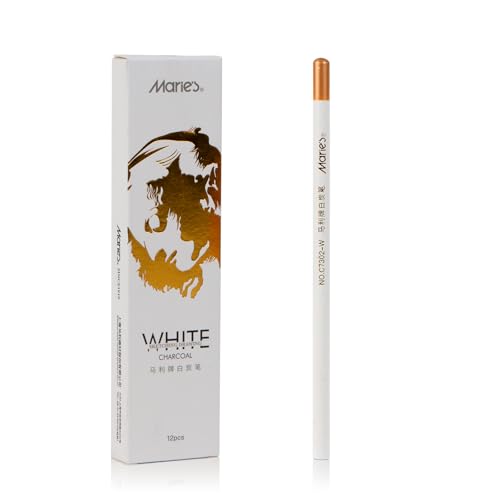Marie's Colored Charcoal Pencils Set, 6 Colors 12 Pieces, Pastel Chalk Pencils for Drawing, Sketching, Coloring & Shading, Art Supplies for Adult Artists (White) - style: White (12pcs)