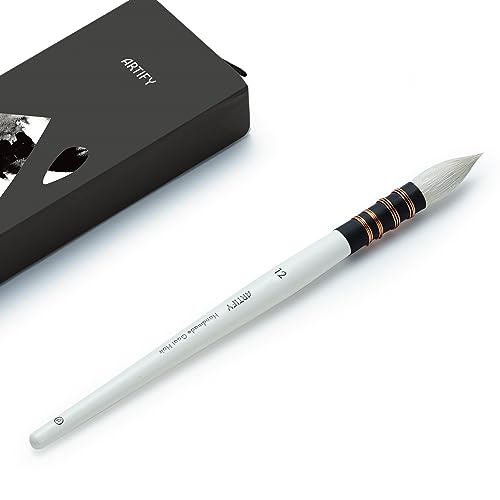 ARTIFY Professional Natural Goat Hair Quill Mop Round Fine Tip Watercolor Paint Brush | Ideal for Watercolor and Gouache Painting (#12)