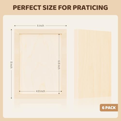 HANSILK 6x8 Inch Wood Canvas Panels 6 Pack – Unfinished Wooden Art Boards for Acrylic, Oil & Mixed Media Painting, DIY Craft Projects for Artists, Beginners & Students - size: 6*8-6