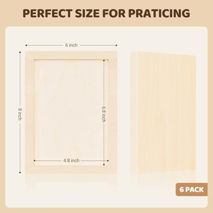 HANSILK 6x8 Inch Wood Canvas Panels 6 Pack – Unfinished Wooden Art Boards for Acrylic, Oil & Mixed Media Painting, DIY Craft Projects for Artists, Beginners & Students - size: 6*8-6