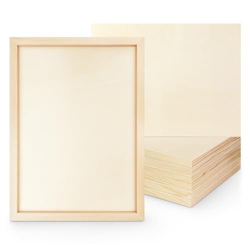 8 Pack Wood Canvas 14x18 Inch Wood Panels Smooth& Textured Pine Wood Boards for Oil Watercolor Art DIY Cratfs by Artists & Hobbyists - size: 14*18in