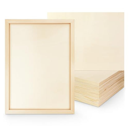 8 Pack Wood Canvas 14x18 Inch Wood Panels Smooth& Textured Pine Wood Boards for Oil Watercolor Art DIY Cratfs by Artists & Hobbyists - size: 14*18in