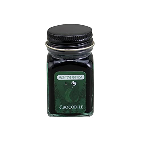 Monteverde Jungle Fountain Pen Ink, 30ml, Crocodile (Green) | Animal-inspired fountain pen ink with bold color, smooth flow, and creative writing personality. - color: Crocodile (Green)