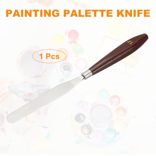 HARFINGTON Palette Knife Painting Tool 4.33 x 0.67 Stainless Steel Art Spatula Pallet Knives Scrapers Tools with Beech Wood Handle for Acrylic Oil Canvas Mixing Spreading, Red/Silver