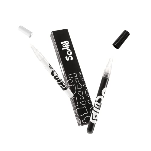 Sculpd Acrylic Paint Pens Set, Premium Fine Tips for Painting Pottery, Wood, Cardboard, Paper, Glass & Most Other Surfaces, Black and White Fine Tip Paint Pens for Arts & Crafts - color: ‎Black & White
