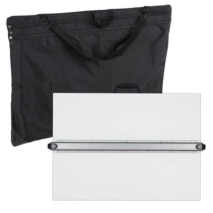 Acurit PXB 24” x 36” Drawing Board & Travel Bag for Artists & Designers - Portable Workspace for Drawing, Sketching, Drafting, Painting - Fixed Angled Laminated Surface w/Ruler & Parallel Motion Bar - size: 24x36"