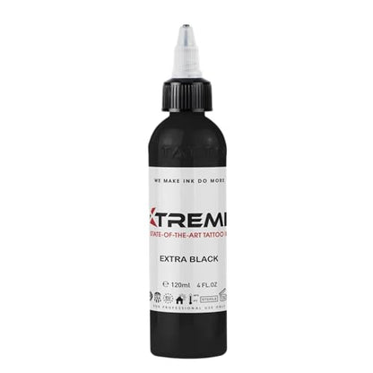 Xtreme Tattoo Ink, Versatile Medium Viscosity for Precision Tattooing, Rich Hue, Quick Healing, Acrylic-Free, Water Based and Premium Quality, Ready-to-Use Tattoo Ink (Extra Black, 4 oz) - color: Extra Black, size: 4 oz