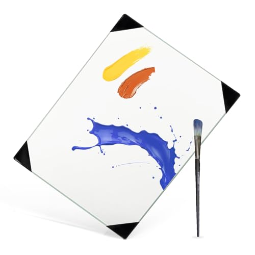 Glass Palette for Oil Painting, 12 x 9 Inches, Ultra Clear, Easy to Clean | Paint Mixing Palette for Acrylic, Gouache, Watercolor, Ink, Painting Supplies for Artists, Adults, 1 Pack - color: 1pc-clear, size: 12" x 9" x 0.2"