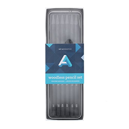 Art Alternatives Woodless Graphite Pencil Art Tin Set, 6-Pieces - 2B, 4B, 6B soft grade pencils for drawing and sketching